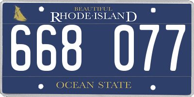 RI license plate 668077