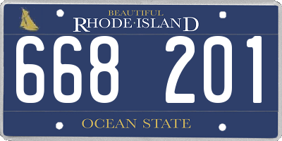 RI license plate 668201