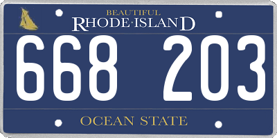 RI license plate 668203