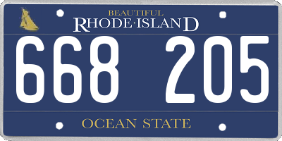 RI license plate 668205