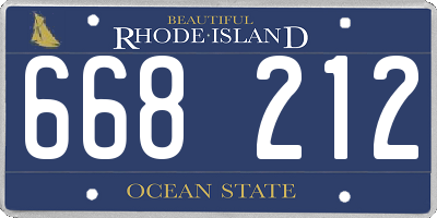 RI license plate 668212