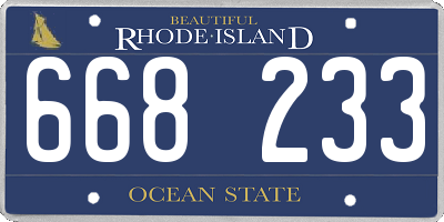 RI license plate 668233