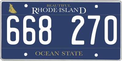 RI license plate 668270