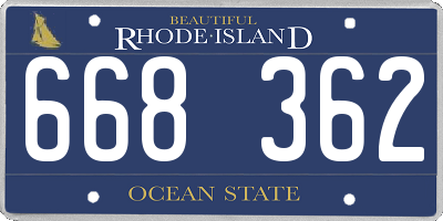 RI license plate 668362