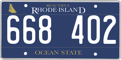 RI license plate 668402
