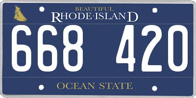 RI license plate 668420