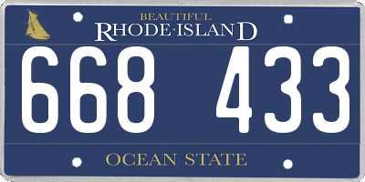 RI license plate 668433