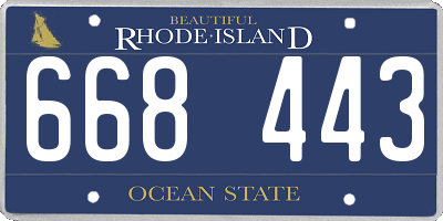 RI license plate 668443