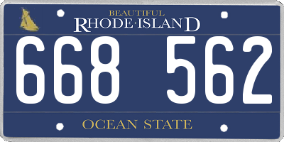 RI license plate 668562