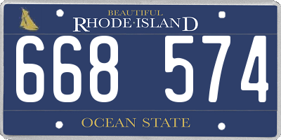 RI license plate 668574
