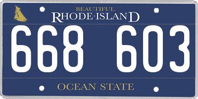 RI license plate 668603