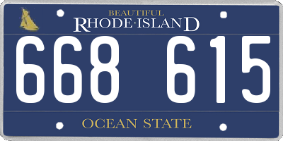 RI license plate 668615