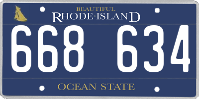 RI license plate 668634