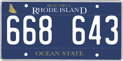 RI license plate 668643