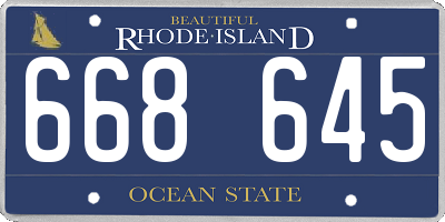 RI license plate 668645