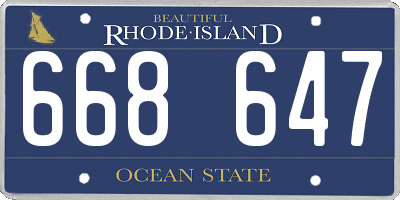 RI license plate 668647