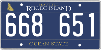 RI license plate 668651