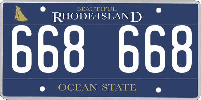 RI license plate 668668