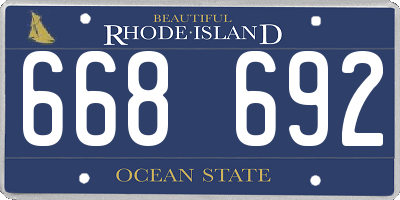 RI license plate 668692