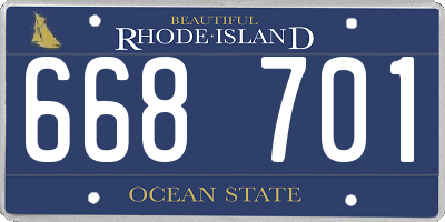RI license plate 668701