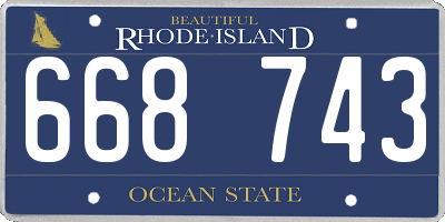 RI license plate 668743