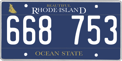 RI license plate 668753