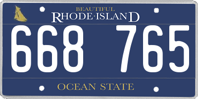 RI license plate 668765