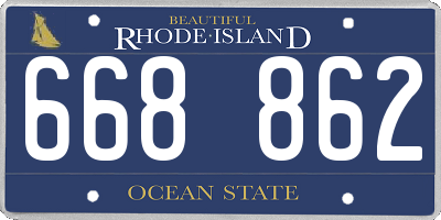 RI license plate 668862