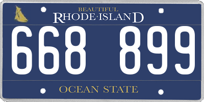 RI license plate 668899