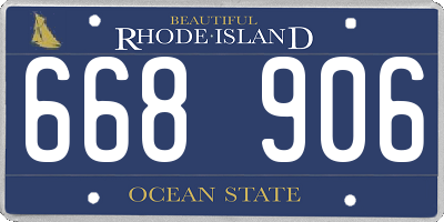 RI license plate 668906