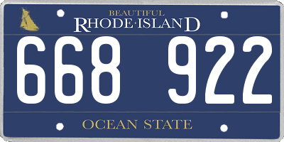 RI license plate 668922