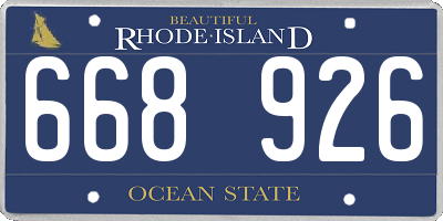 RI license plate 668926
