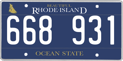 RI license plate 668931