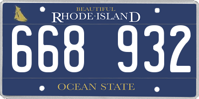 RI license plate 668932