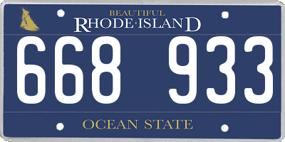 RI license plate 668933
