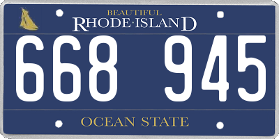RI license plate 668945
