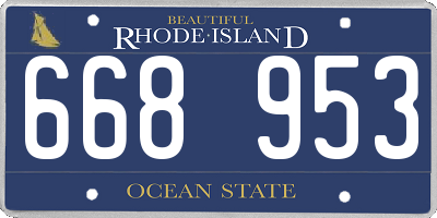 RI license plate 668953