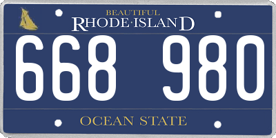 RI license plate 668980