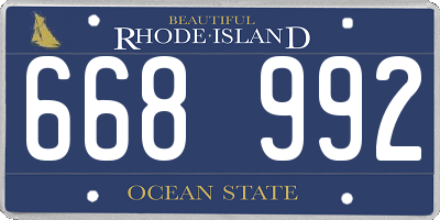 RI license plate 668992