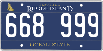 RI license plate 668999