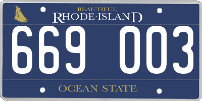 RI license plate 669003