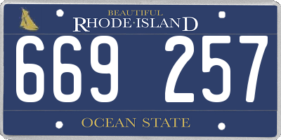 RI license plate 669257