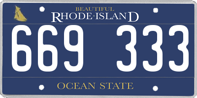 RI license plate 669333