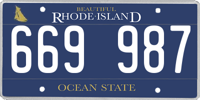 RI license plate 669987