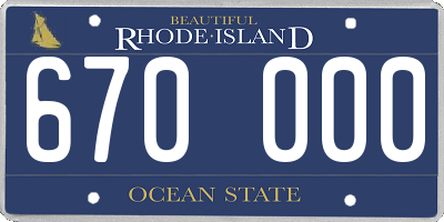 RI license plate 670000