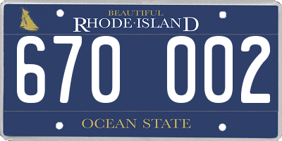 RI license plate 670002