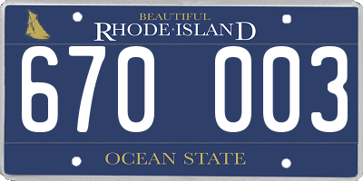 RI license plate 670003