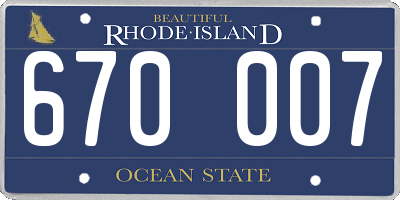 RI license plate 670007