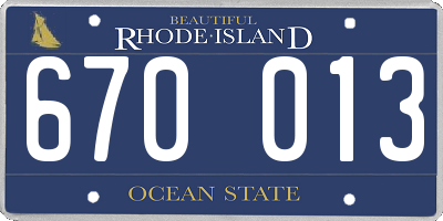 RI license plate 670013
