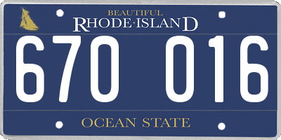 RI license plate 670016